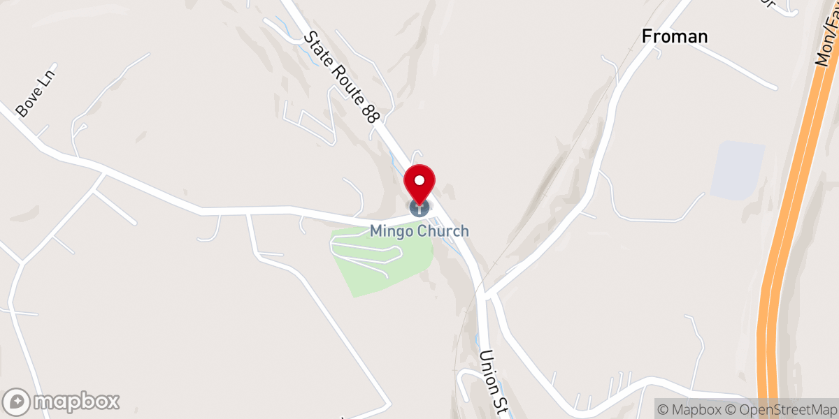 Map showing location of Mingo Creek Presbyterian Church