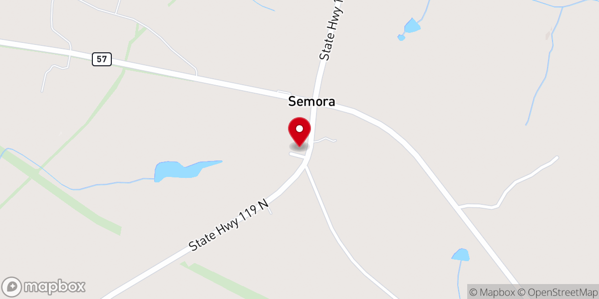 Map showing location of Semora United Methodist Church