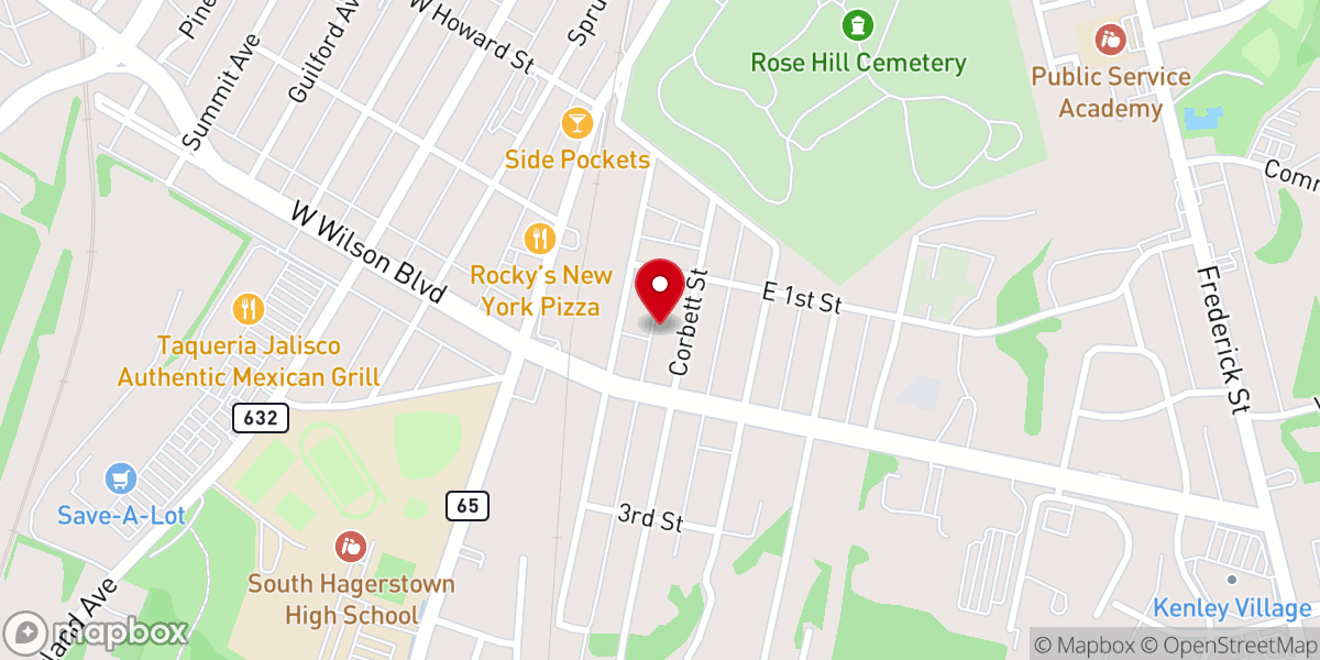 Map showing location of Evangelical Bible Church