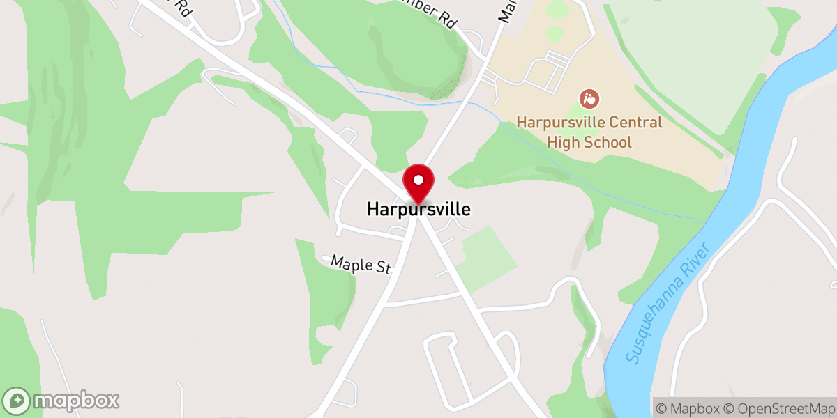 Map showing location of Harpursville