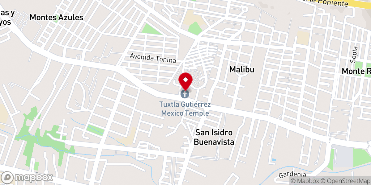 Map showing location of Templo de Tuxtla Gutiérrez, México