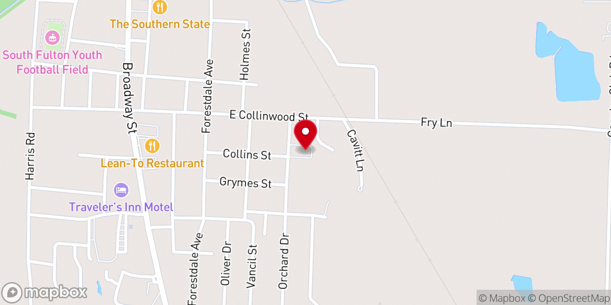 Map showing location of South Fulton United Methodist Church