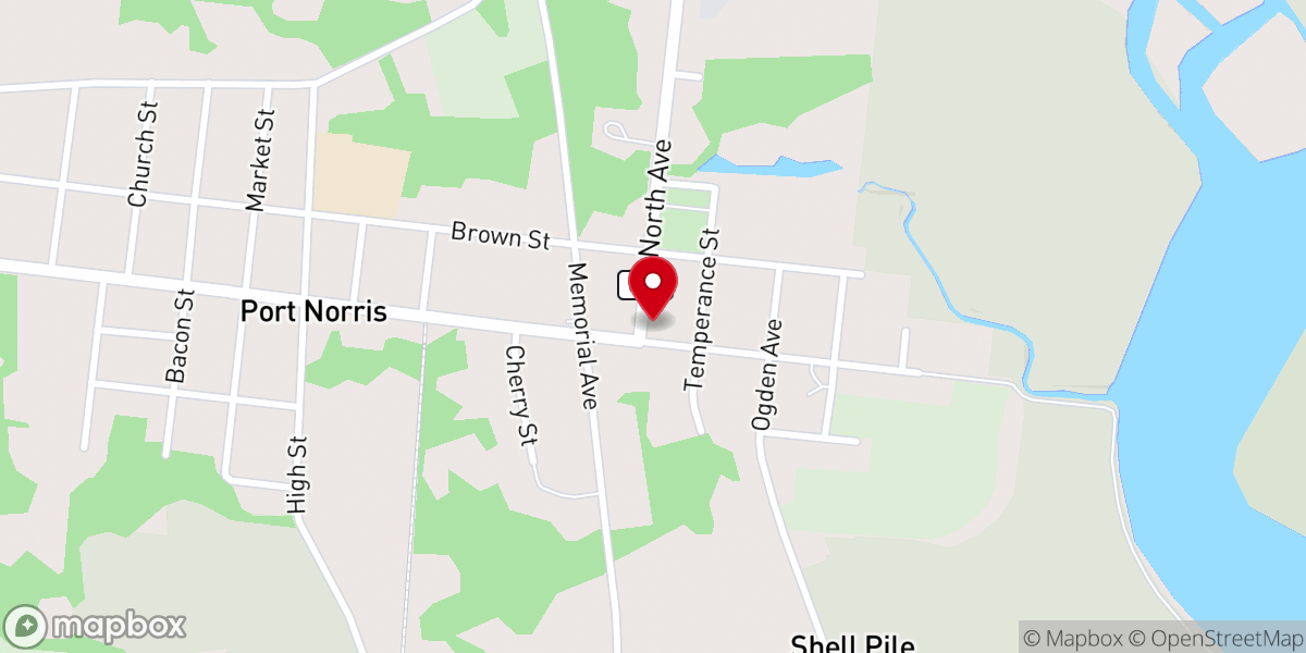 Map showing location of Port Norris Methodist Church