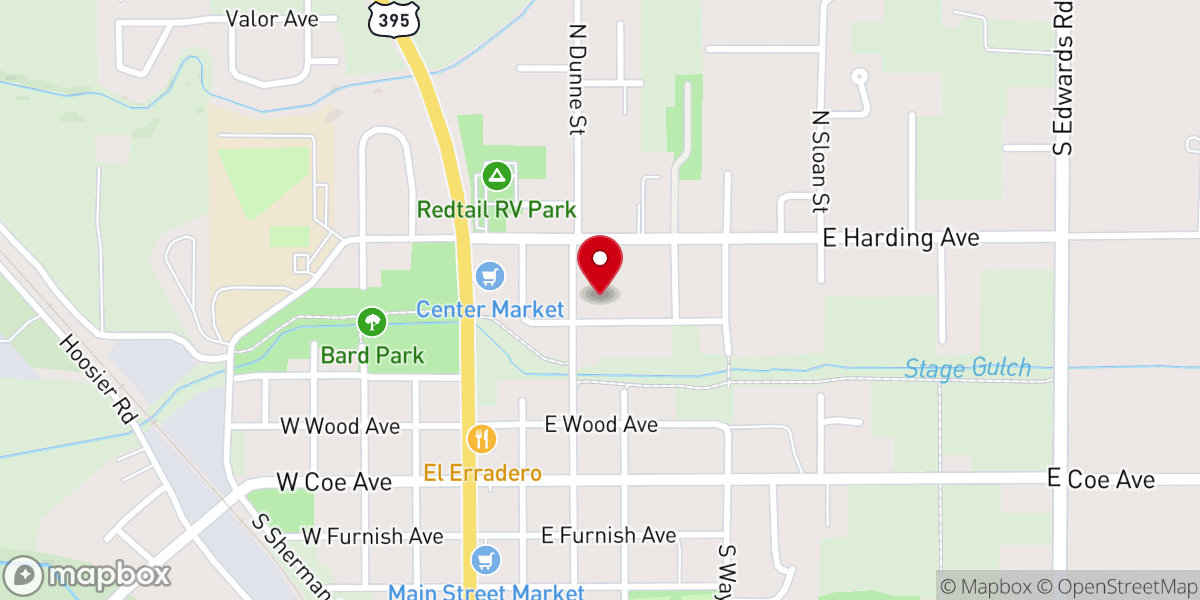 Map showing location of Stanfield Baptist Church