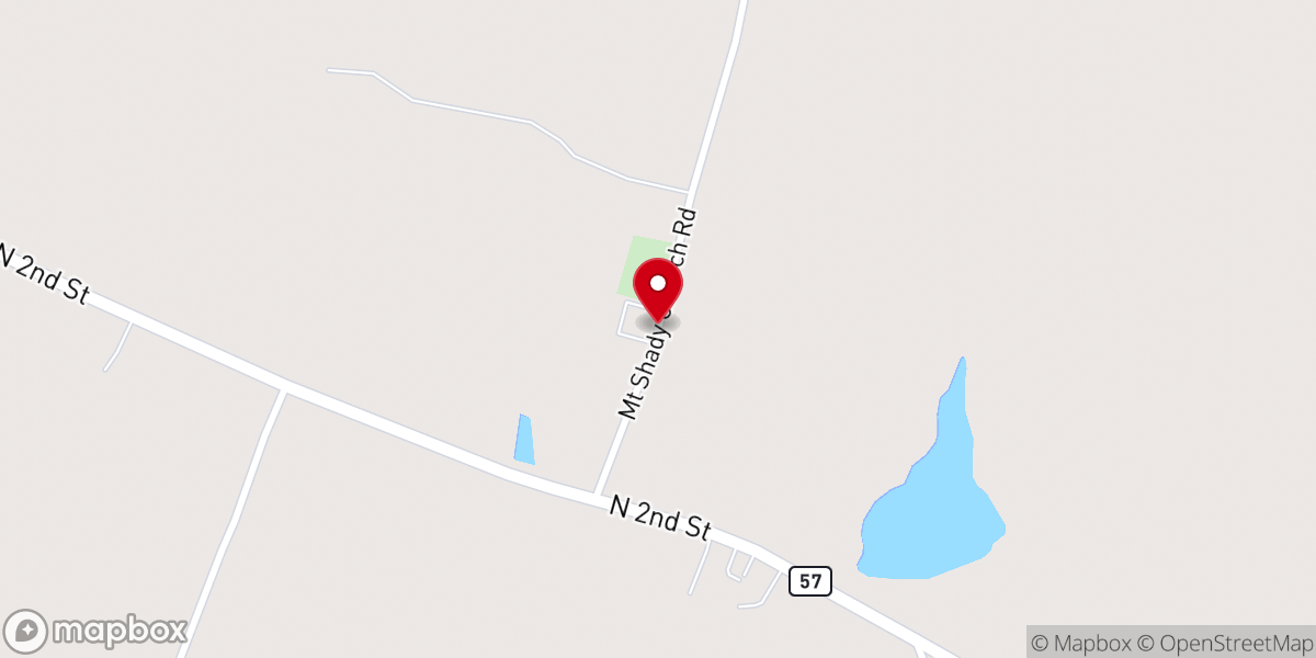Map showing location of Mount Shady Church