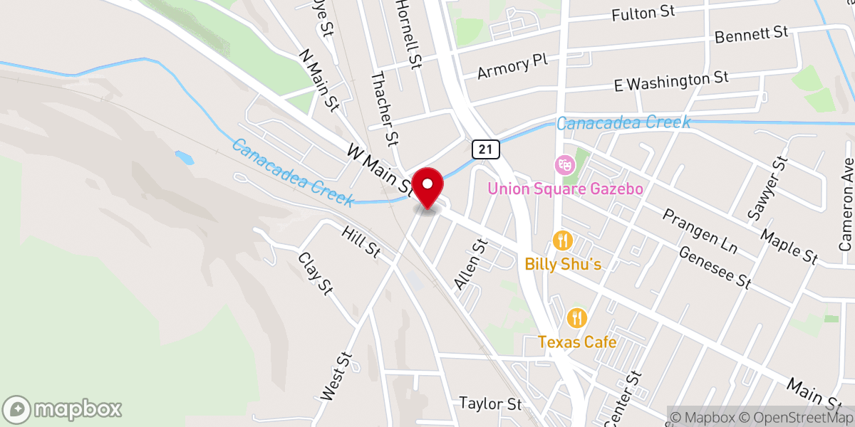 Map showing location of Hornell Bible Church