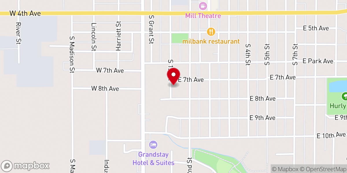 Map showing location of Emanuel Lutheran Church - Milbank