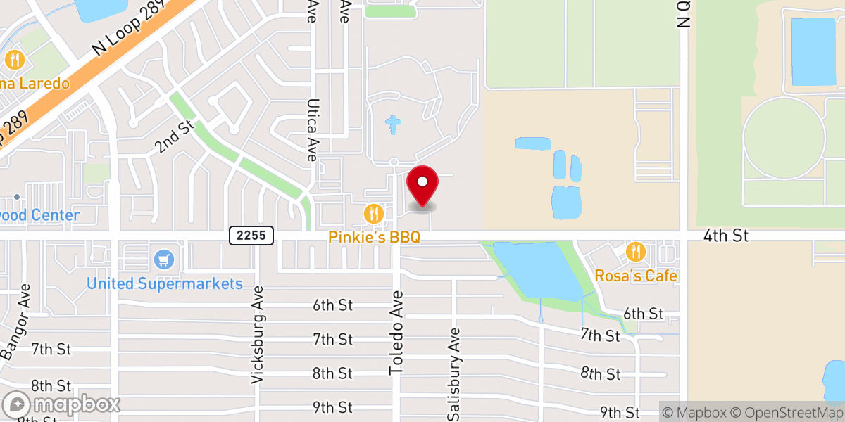 Map showing location of Catholic Diocese of Lubbock Pastoral Center
