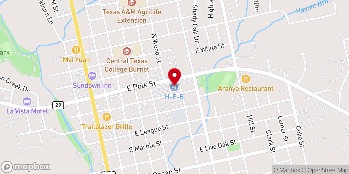 Map showing location of H-E-B