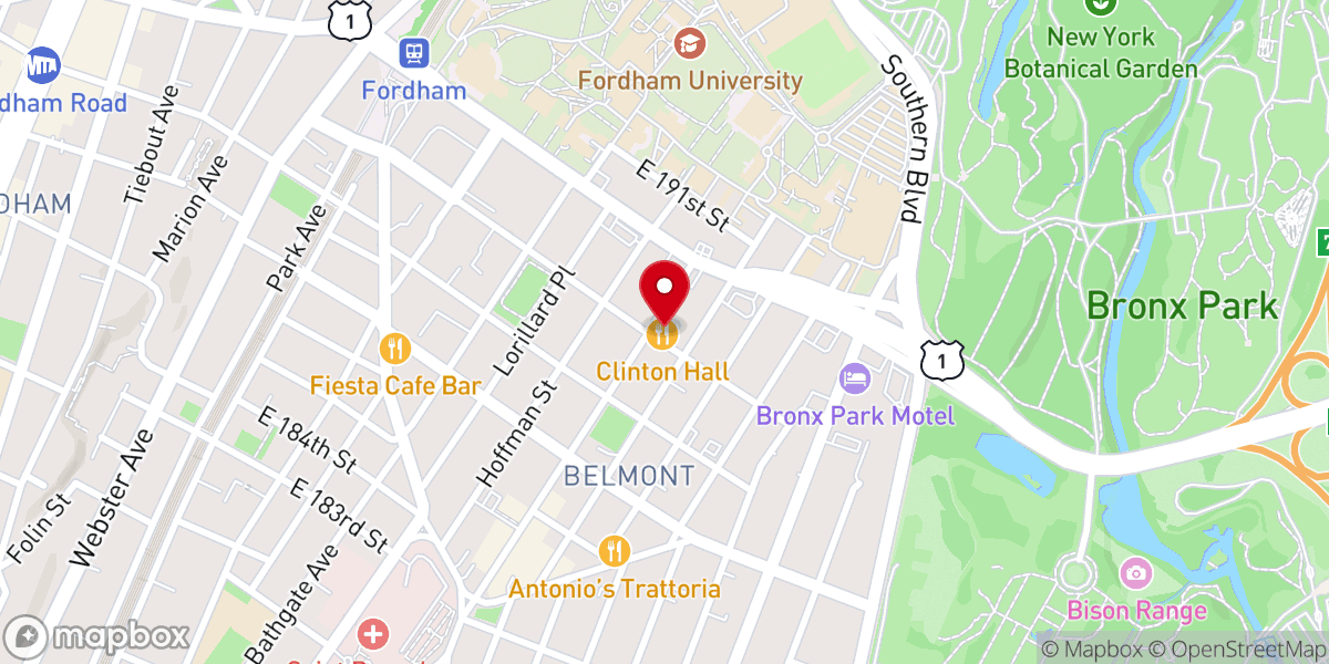 Map showing location of Clinton Hall