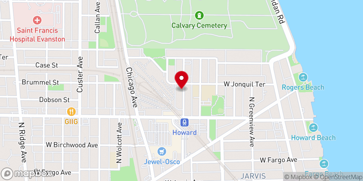 Map showing location of Howard & Evanston Community Center