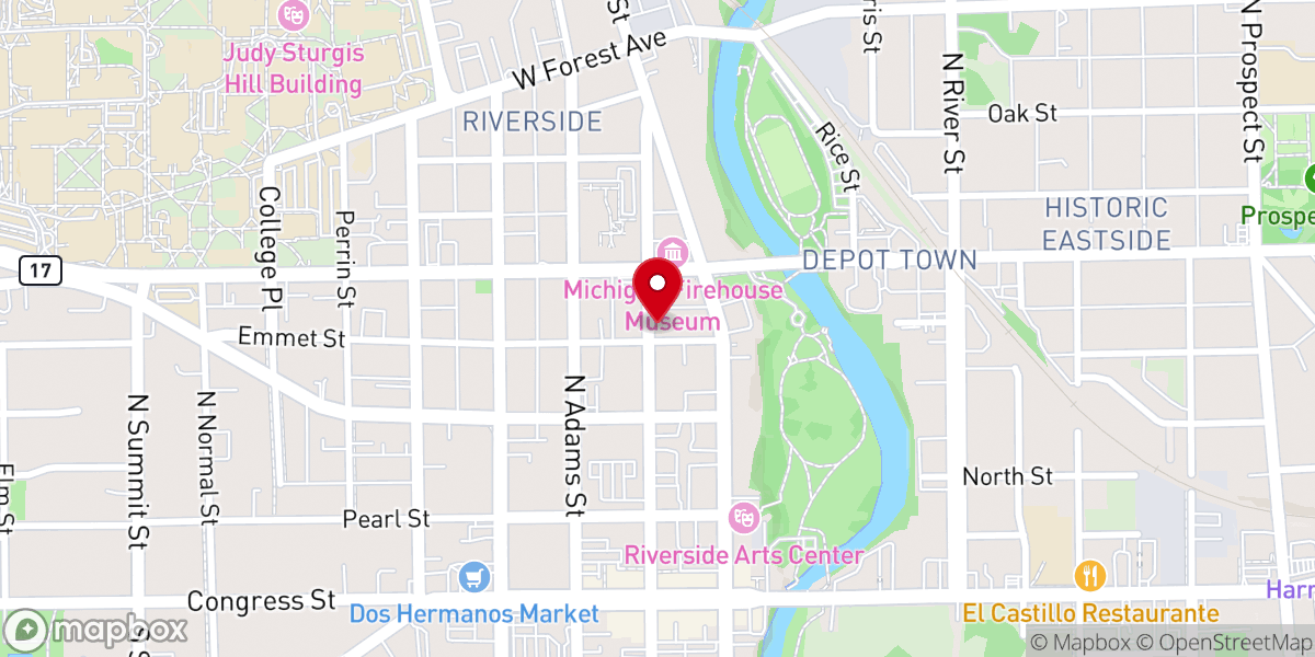 Map showing location of First Presbyterian Church