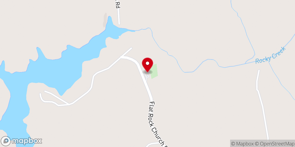 Map showing location of Flatrock Baptist Church