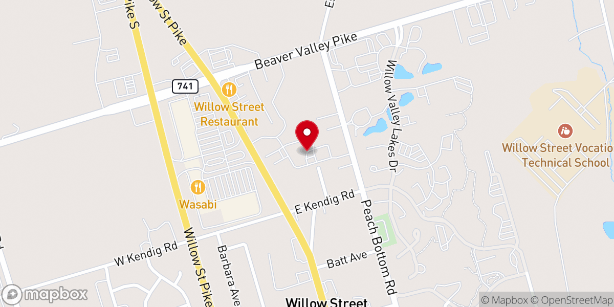Map showing location of Grace Community Church of Willow Street