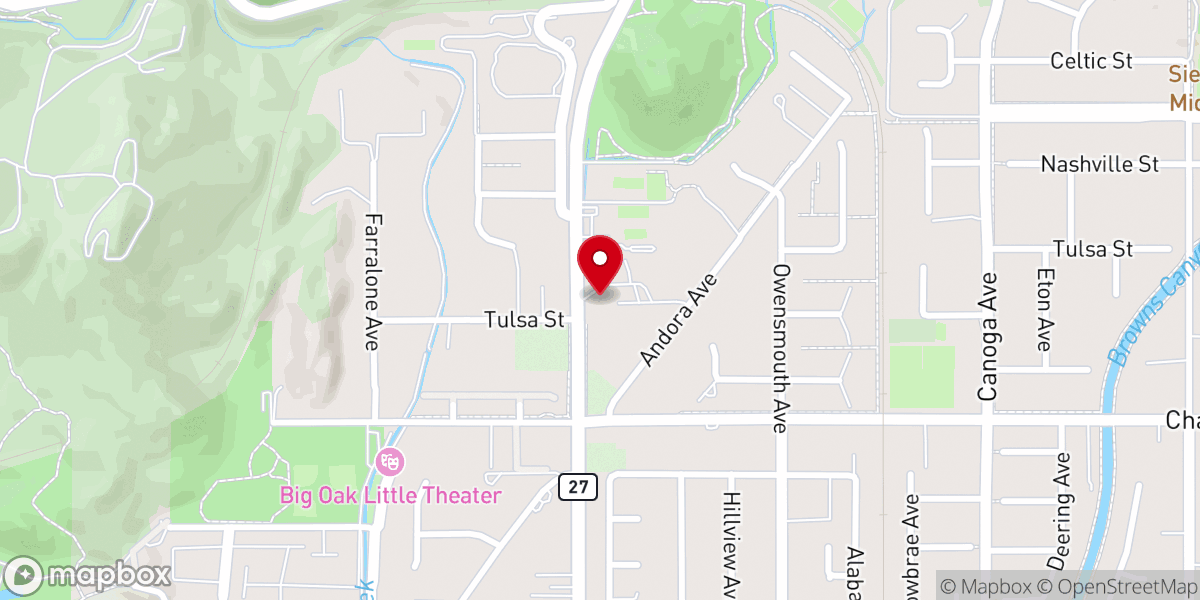 Map showing location of St. Andrews Mar Thoma Church, Los Angeles