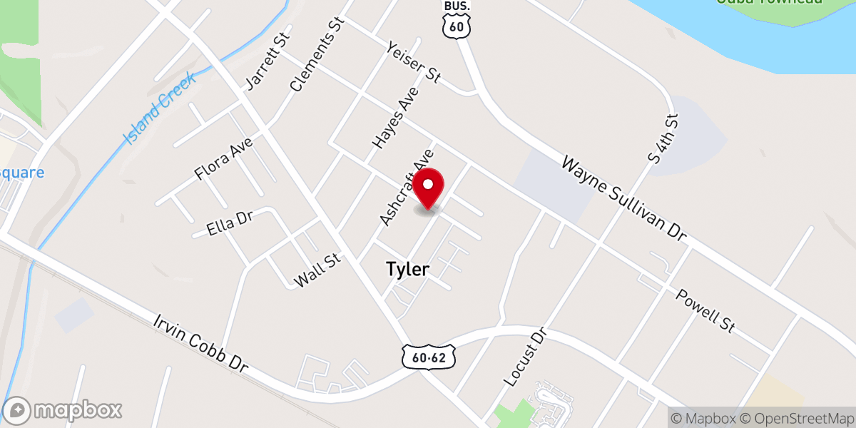 Map showing location of Southside Holiness Church