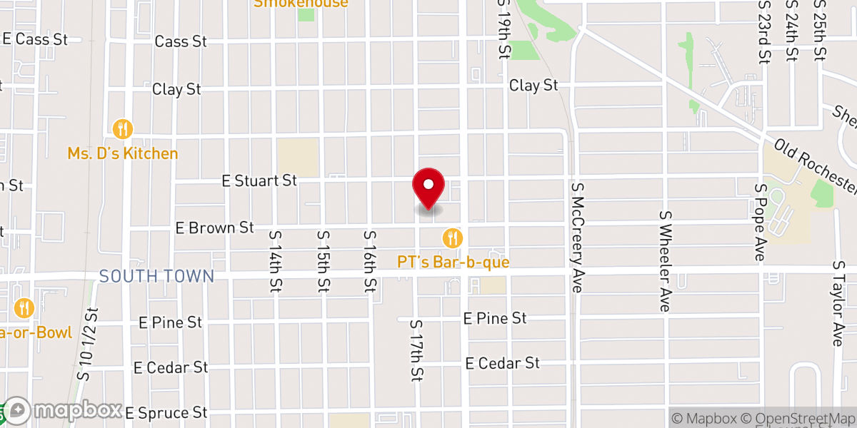 Map showing location of Brown Street Church of God in Christ