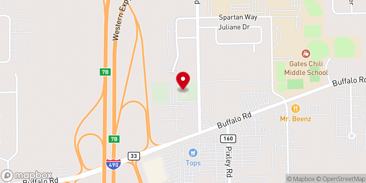 Map showing location of Gates Presbyterian Church