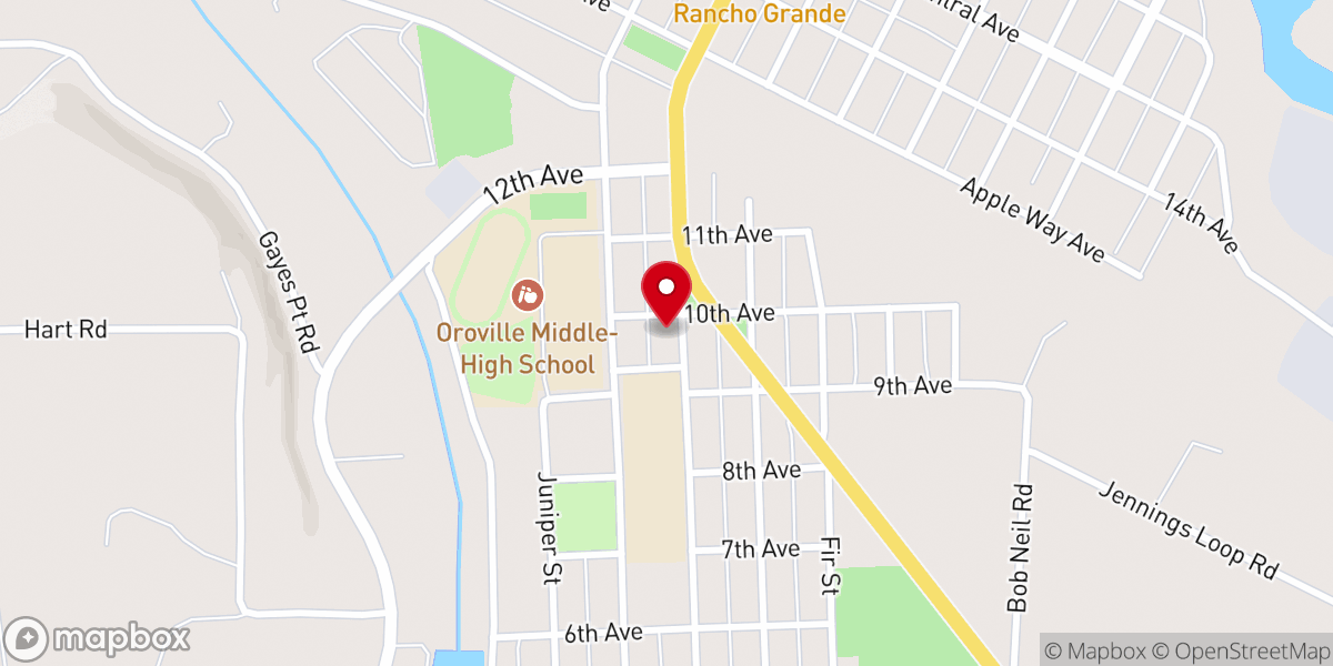 Map showing location of Oroville Seventh-Day Adventist Church