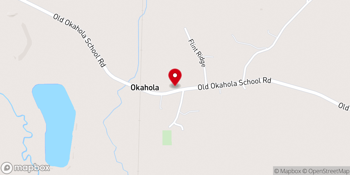 Map showing location of Okahola Baptist Church