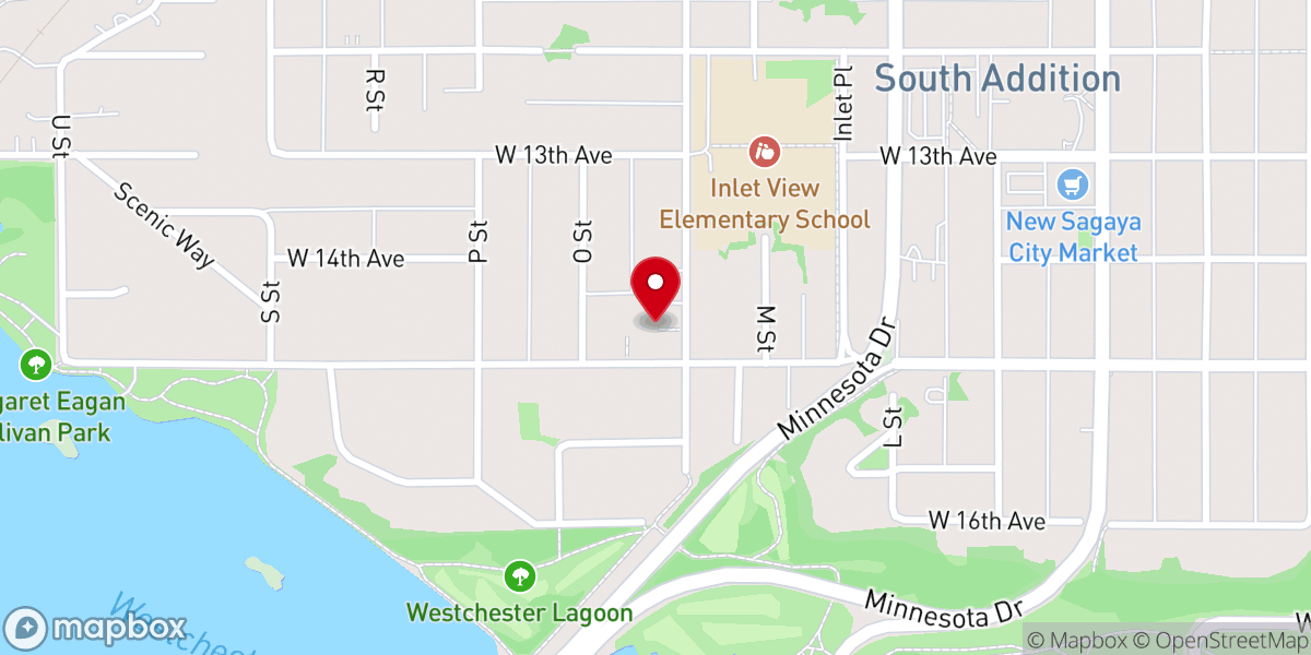 Map showing location of Anchorage Lutheran Church