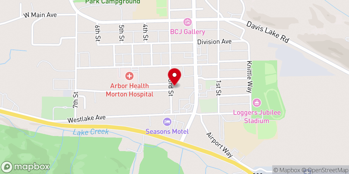Map showing location of Assembly of God Church