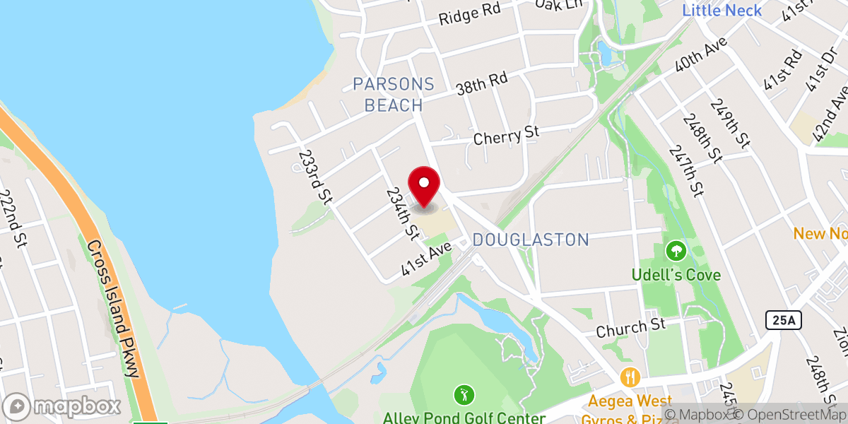 Map showing location of Community Church of Douglaston Pre K