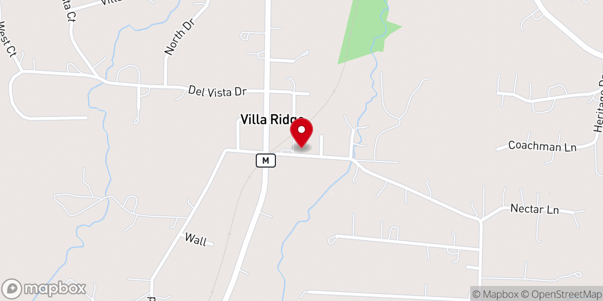 Map showing location of Villa Ridge Christian Church
