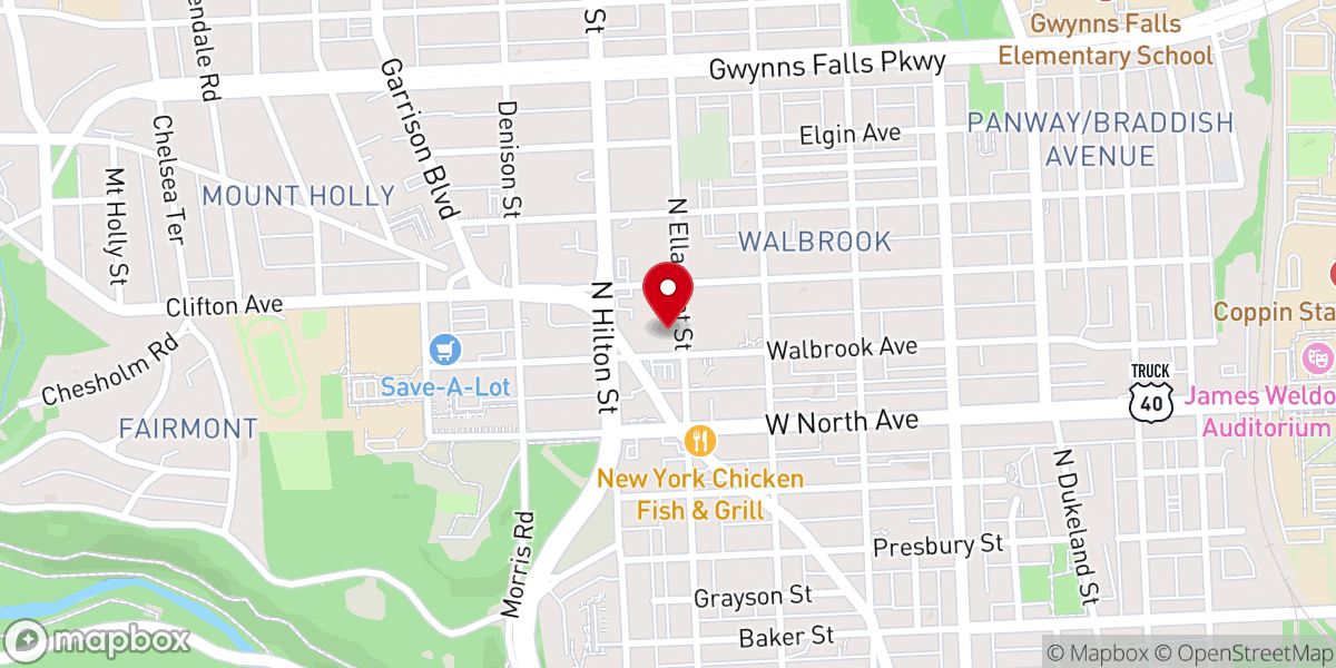 Map showing location of Trinity Presbyterian Church