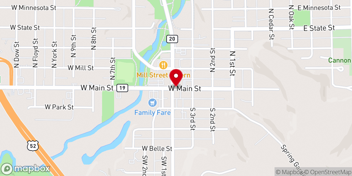 Map showing location of Cannon Falls