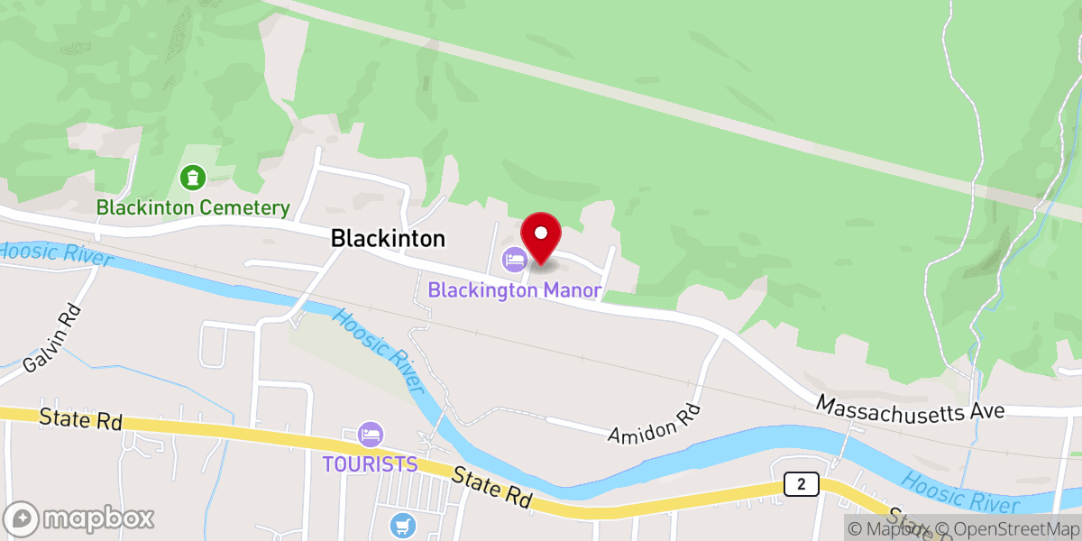 Map showing location of Blackinton Union Church
