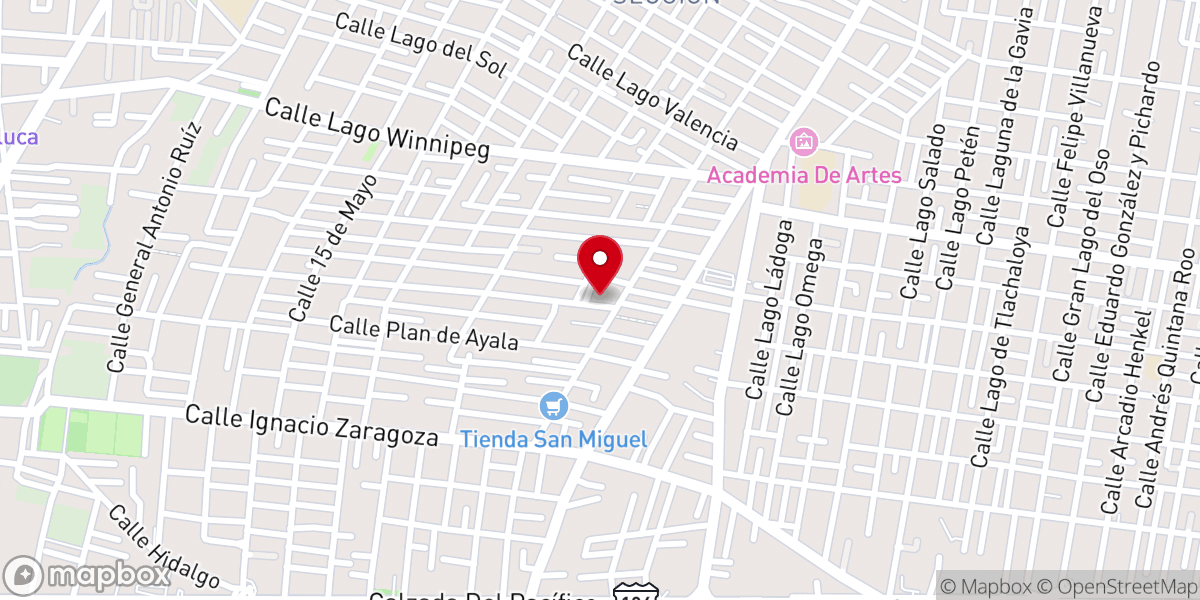 Map showing location of Templo de San Juan Diego