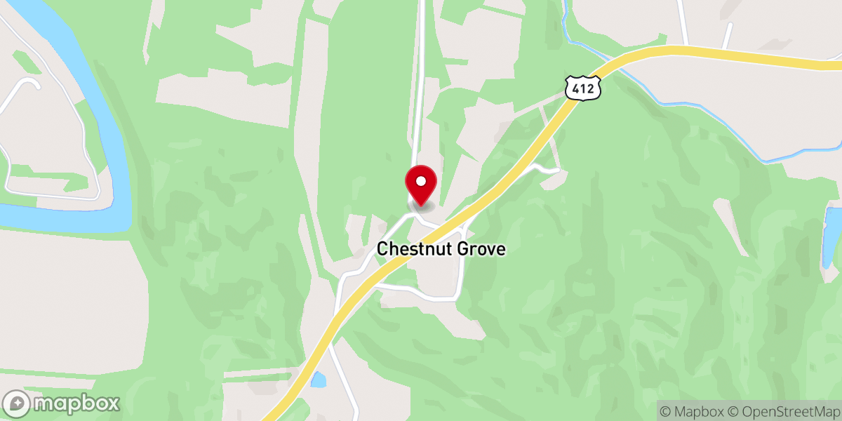 Map showing location of Chestnut Grove Church of Christ