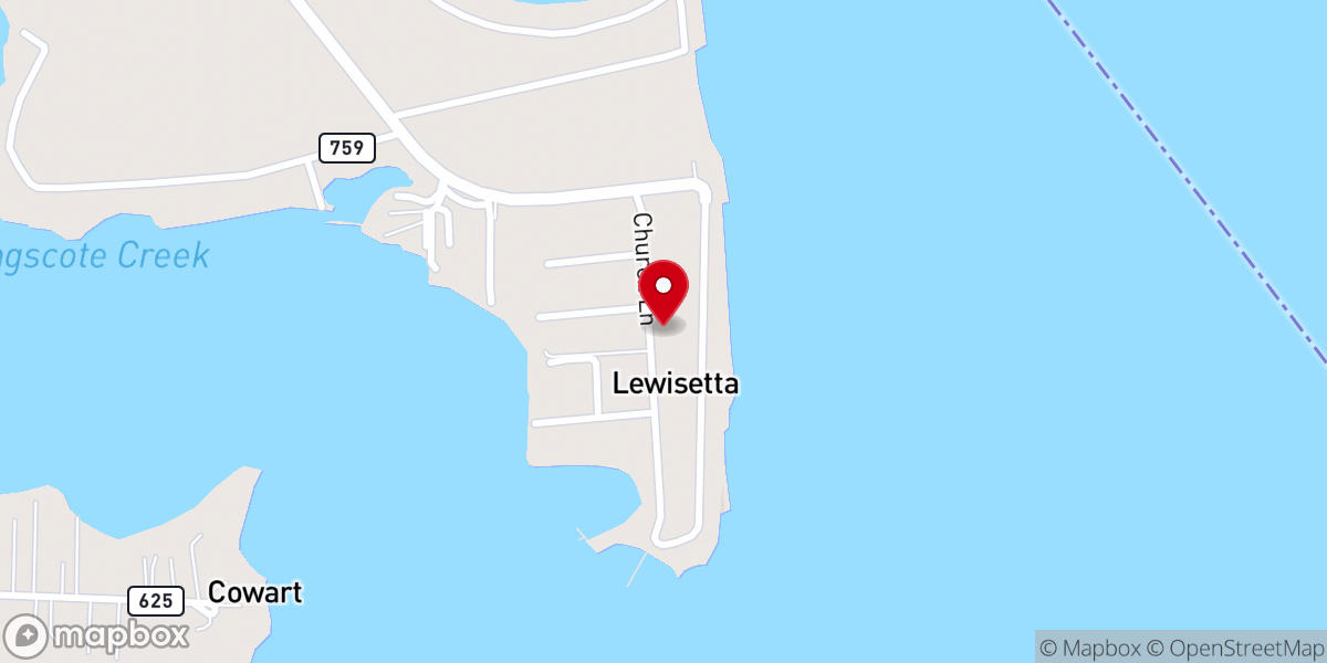 Map showing location of Lewisetta Chapel