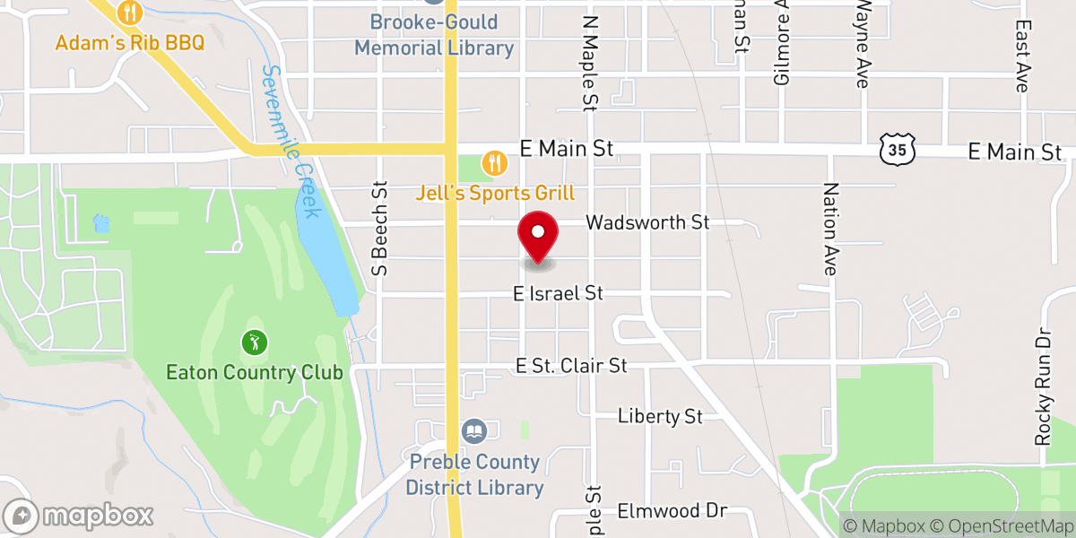 Map showing location of Evangel Assembly of God Church