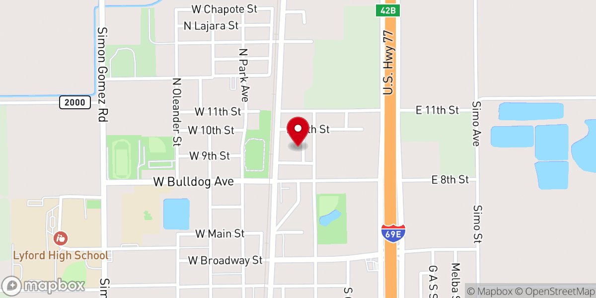 Map showing location of Lyford Seventh-Day Adventist Church