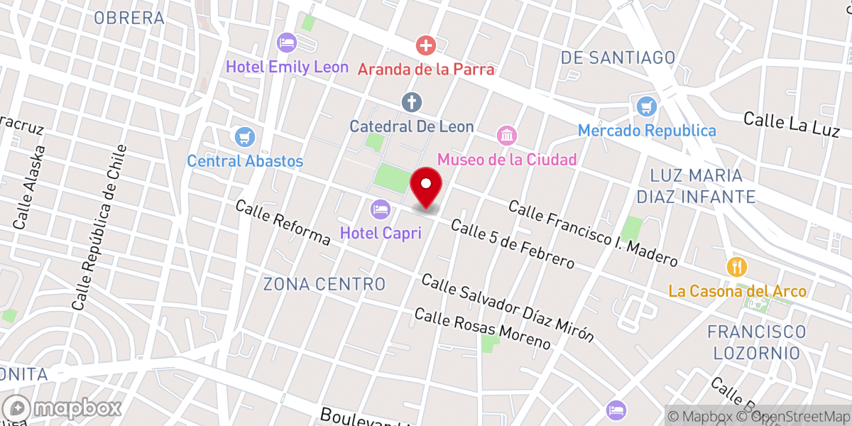 Map showing location of Templo del Oratorio de San Felipe Neri