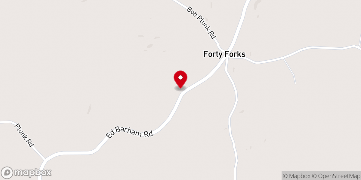 Map showing location of Forty Forks Baptist Church