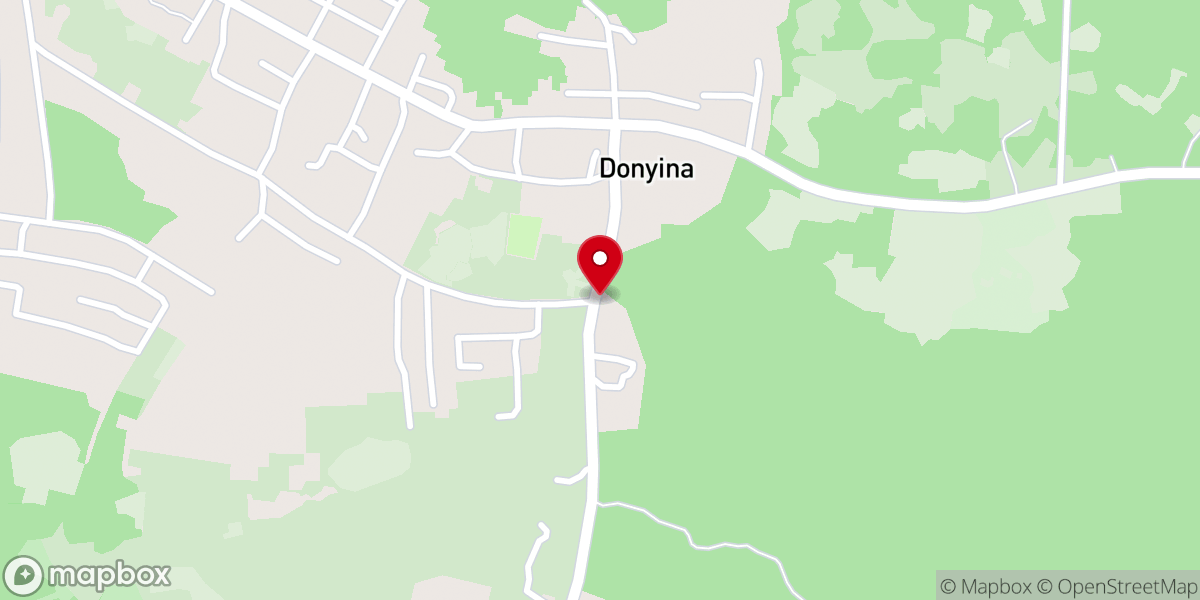 Map showing location of Donyina Anglican Church