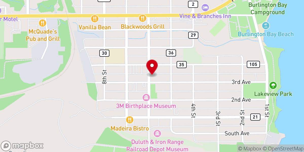 Map showing location of United Church of Two Harbors Peace Pole