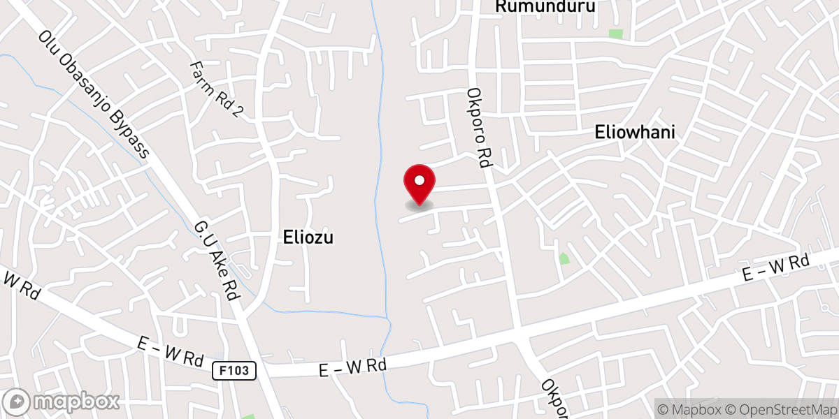 Map showing location of Bethel Baptist Church Eliowhani, Port Harcourt