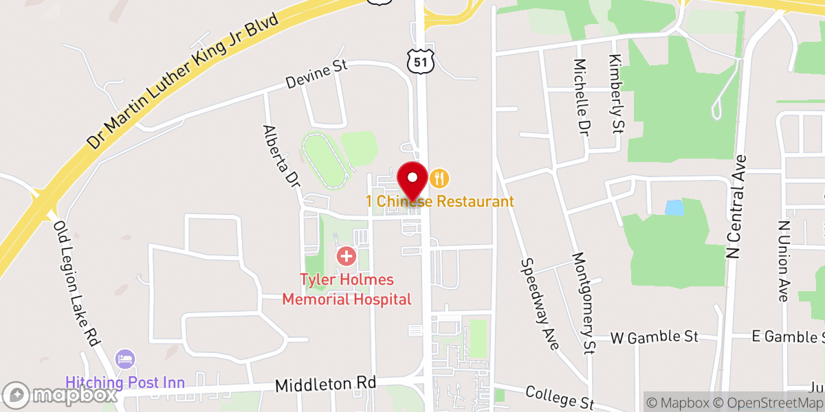 Map showing location of First Baptist Church Loving Hands