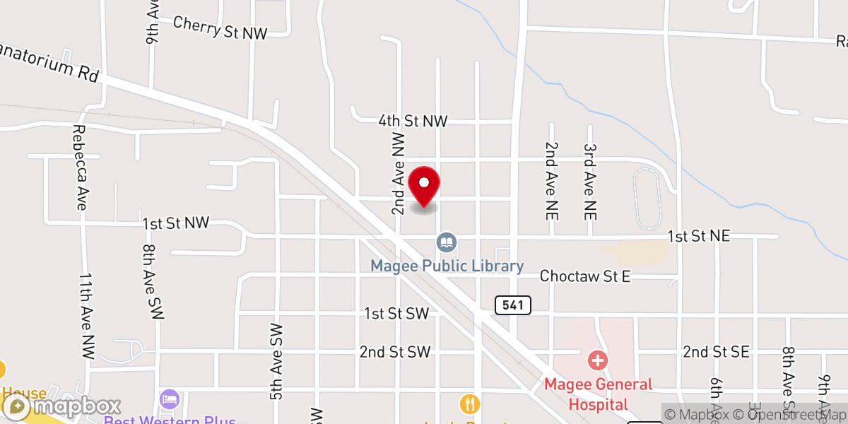 Map showing location of Christ Fellowship of Magee