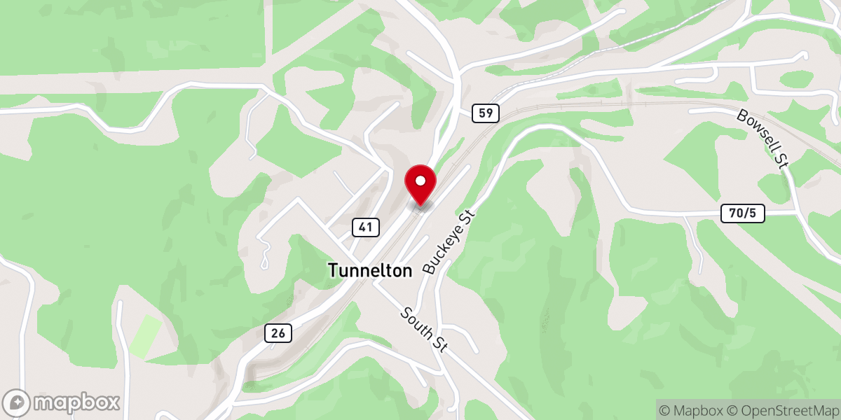 Map showing location of Tunnelton