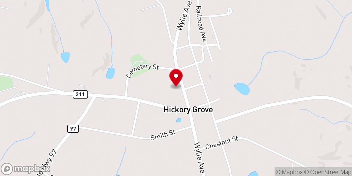 Map showing location of Hickory Grove ARP Church