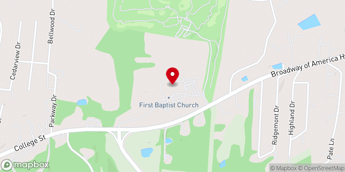 Map showing location of First Baptist Church of Dickson