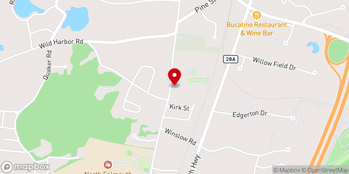 Map showing location of North Falmouth Congregational Shop
