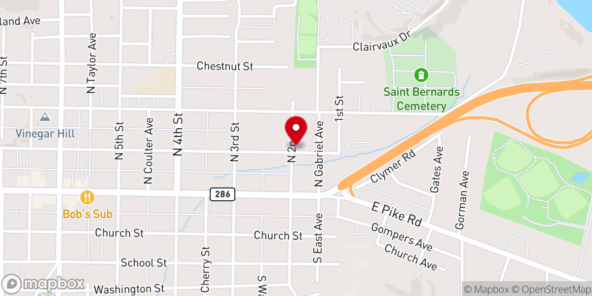 Map showing location of St James AME Zion Church