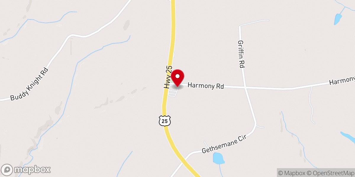Map showing location of Harmony United Methodist Church
