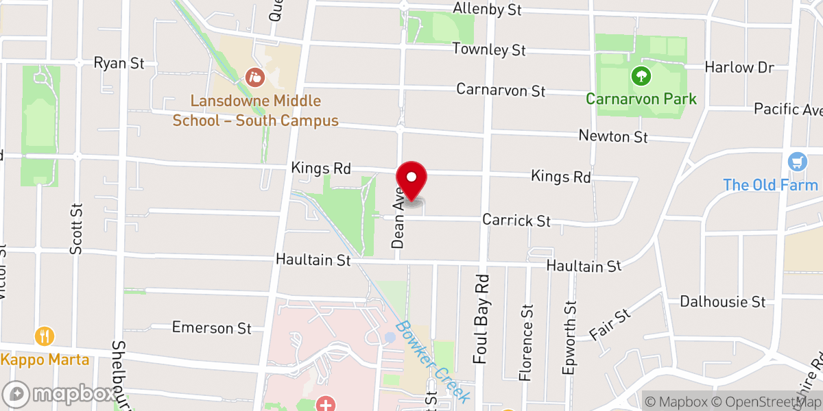 Map showing location of Hope Lutheran Church